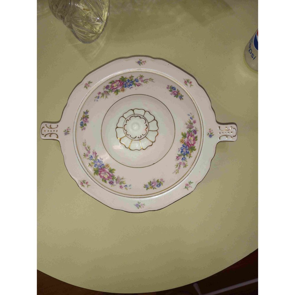 Vintage Czechoslovakia Victoria cream gold and floral covered vegetable dish